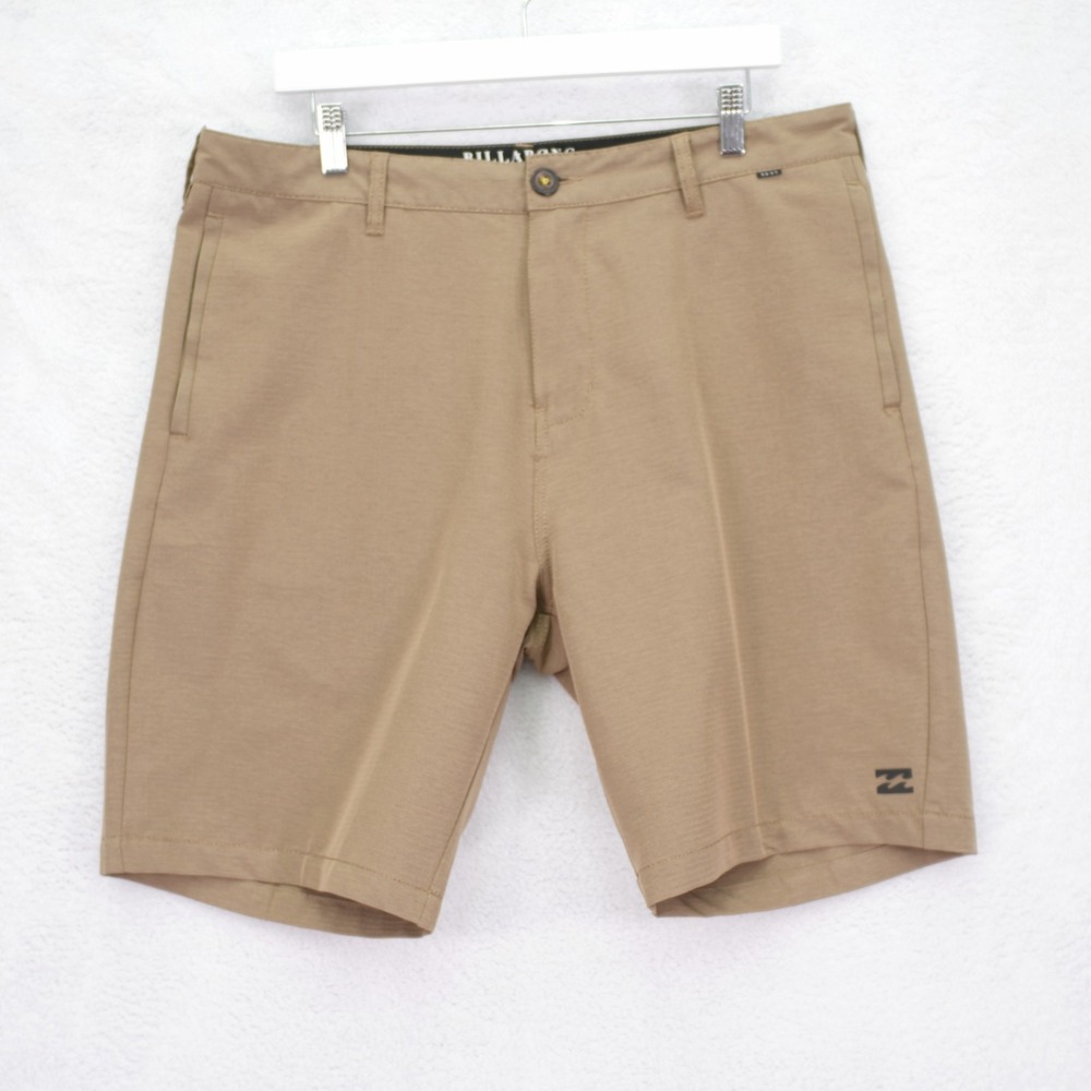 Billlabong Land Water Shorts‎ Brown Herringbone Platinum Stretch -36 / 9.5- High